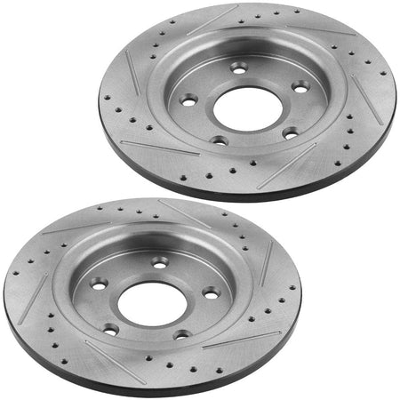 MotorbyMotor Rear Brake Rotors & Brake Pad Kit 305mm Drilled & Slotted Design Including CLEANER DOT4 FLUID Fits for Chrysler Town & Country, Dodge Grand Caravan Journey, Ram C/V, Volkswagen Routan