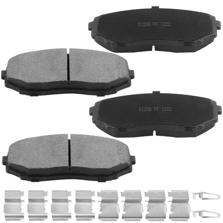 Front Ceramic Brake Pads w/Hardware Kits Fits for Ford Edge, Lincoln MKX, Mazda CX-7 CX-9 (All Models)-Low Dust Brake Pad-4 Pack