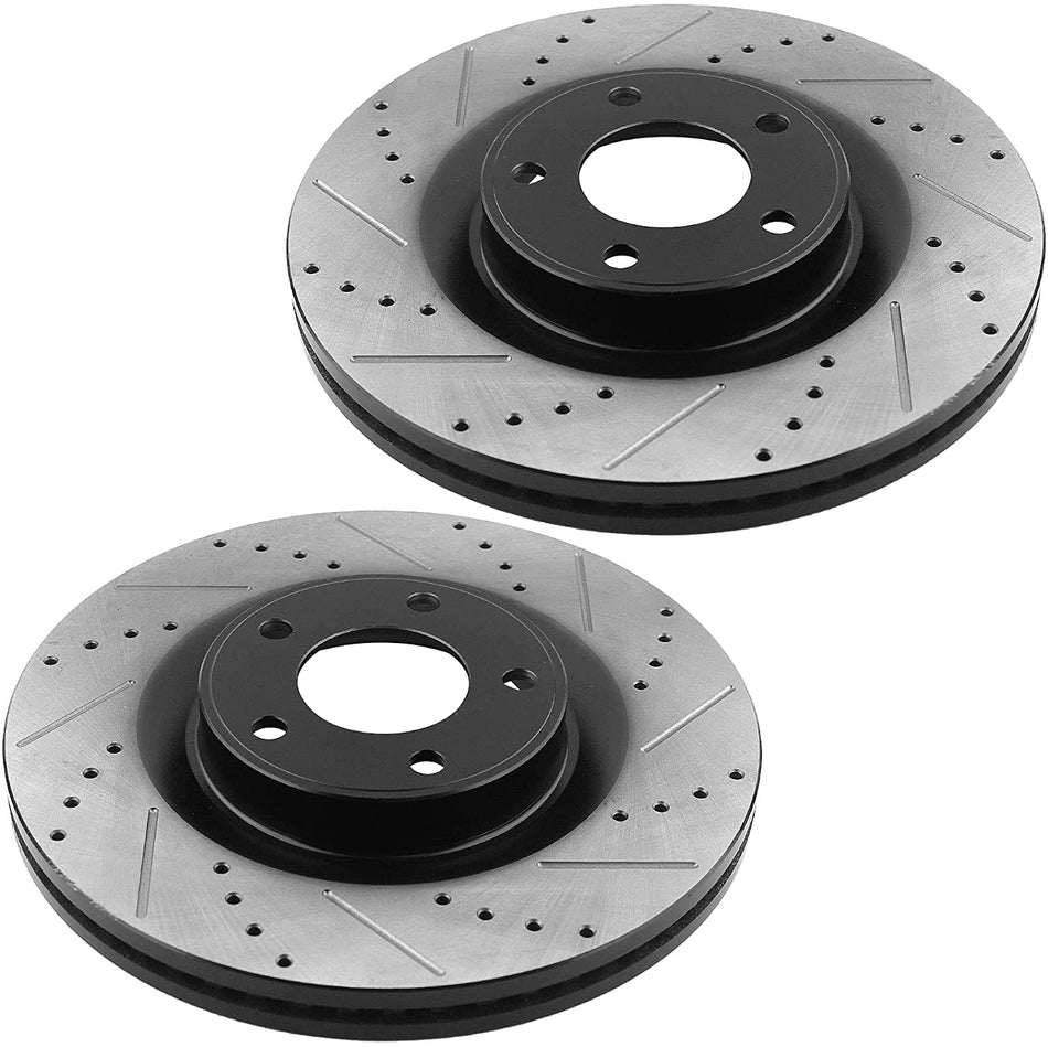 MotorbyMotor Front Brake Rotors 320 mm Drilled & Slotted Brake Rotor Fits for Ford Edge Lincoln MKX 07-09 (AWD Models), Ford Edge 10-14 (All Models), Lincoln MKX 10-15 (All Models)