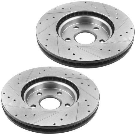 MotorbyMotor Front Brake Rotors 278mm Drilled & Slotted Design Brake Rotor & Brake Pad kit Fits for Ford Escape, Mazda Tribute, Mercury Mariner-with Rear Drum Brakes ONLY