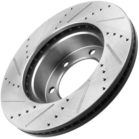 Rear Drilled & Slotted Brake Discs Rotors + Ceramic Brake Pads +Cleaner & Fluid Fit Ford Expedition Lincoln Navigator  AWD 6 Lugs