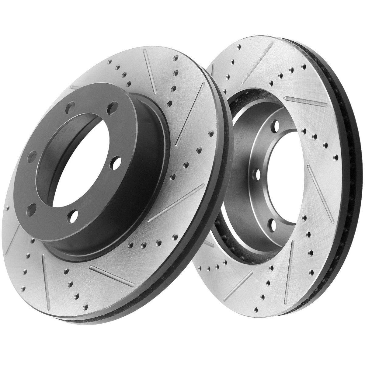 Rear Drilled & Slotted Brake Discs Rotors + Ceramic Brake Pads +Cleaner & Fluid Fit Ford Expedition Lincoln Navigator  AWD 6 Lugs