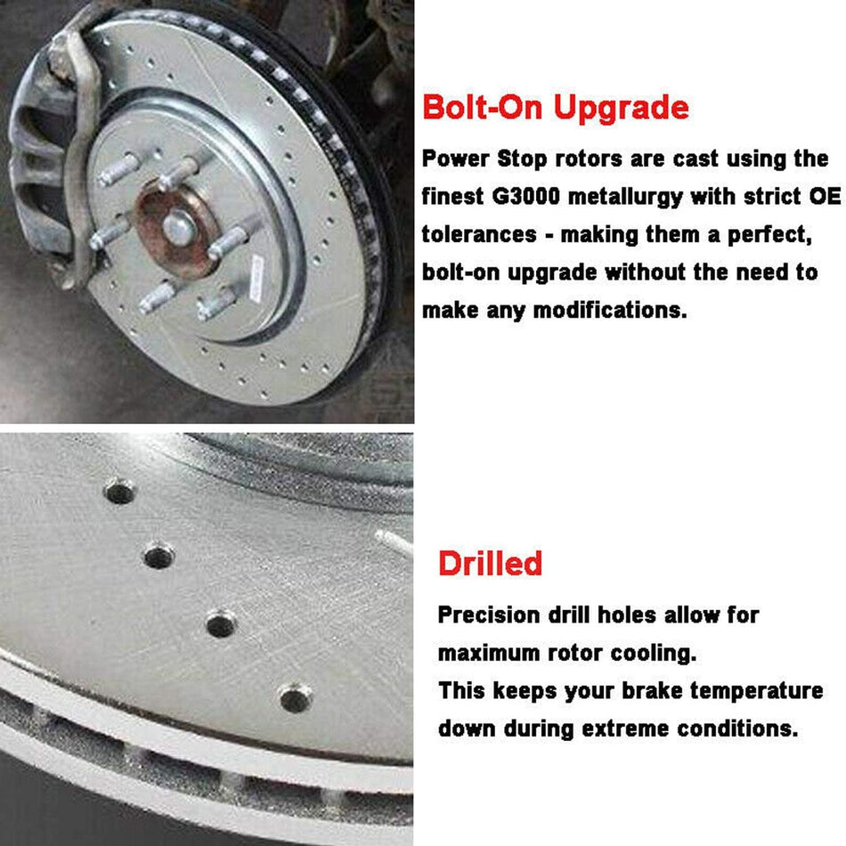 Front & Rear Drilled & Slotted Brake Rotors+Ceramic Brake Pads W/ Cleaner & Fluid Fit Ford Expedition Ford Navigator  6 Lugs-55099 55100