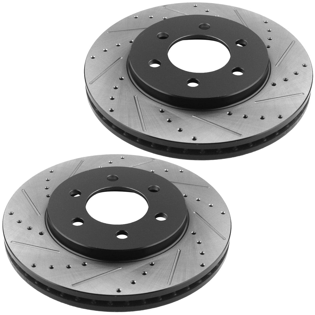 Front Drilled & Slotted Brake Rotors + Ceramic Brake Pads +Cleaner + Fluid  Fit Ford Expedition Ford Navigator AWD 6 Lugs-55099