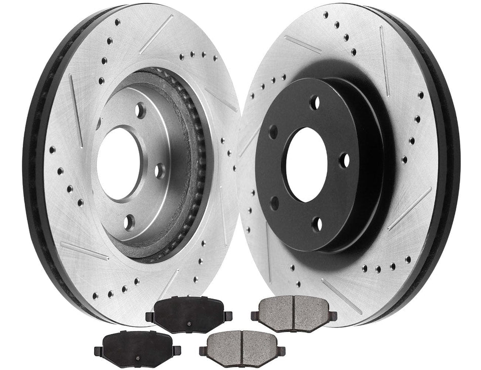Rear Drilled Brake Rotor And Brake Pads For Ford Explorer Flex 2010-2017 Taurus