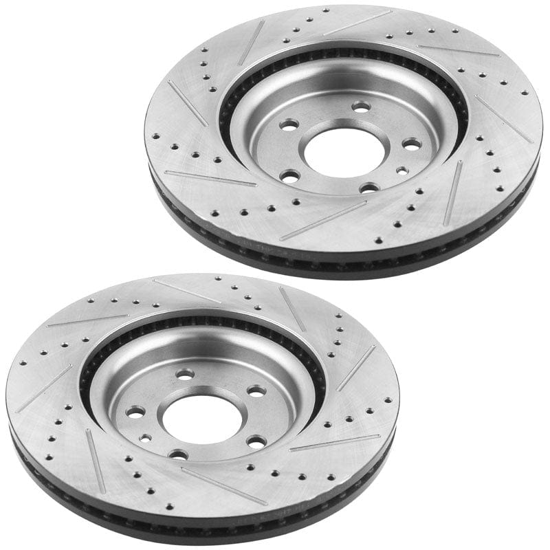 Front Drilled Rotors + Brake Pads For Ford Flex Explorer Taurus Lincoln MKS MKT