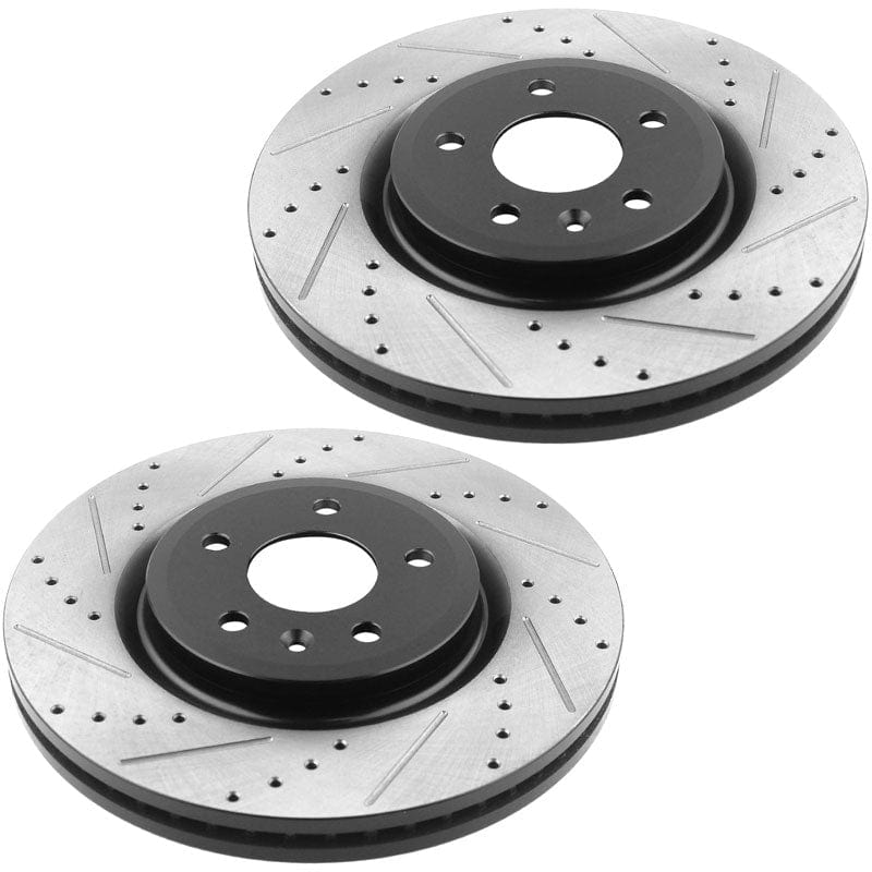 Front Drilled Rotors + Brake Pads For Ford Flex Explorer Taurus Lincoln MKS MKT