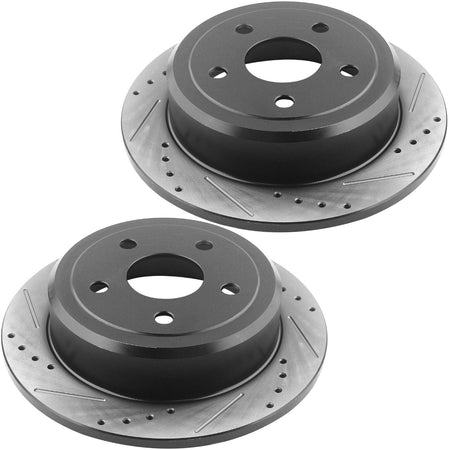 Rear Drilled & Slotted Disc Brake Rotors w/Ceramic Pads Fits for 2002-2005 Ford Explorer, 2002-2005 Mercury Mountaineer-5 Lugs