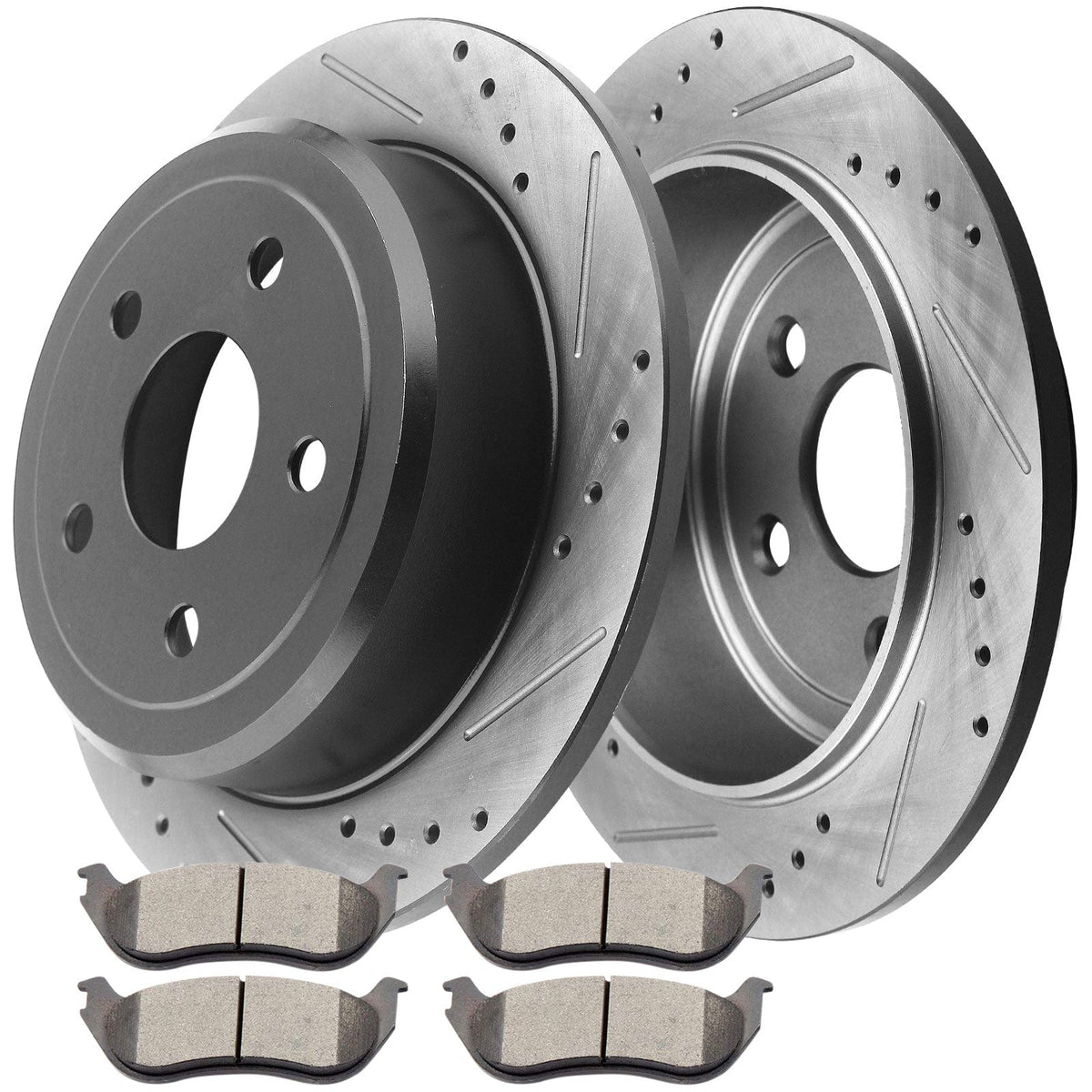 MotorbyMotor Rear Brake Rotors 301mm Drilled & Slotted Design Brake Rotor & Brake Pad kit Including CLEANER DOT4 FLUID Fits for Ford Explorer 2002-2005, Mercury Mountaineer 2002-2005