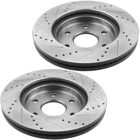 MotorbyMotor Rear Brake Rotors 348.2mm Drilled & Slotted Design Brake Rotor & Brake Pad kit Including CLEANER DOT4 FLUID Fits for Ford F-150 2012-2018 (Manual Parking Brake)