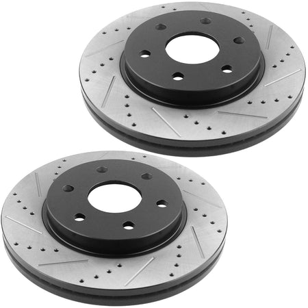 MotorbyMotor Rear Brake Rotors 348.2mm Drilled & Slotted Design Brake Rotor & Brake Pad kit Including CLEANER DOT4 FLUID Fits for Ford F-150 2012-2018 (Manual Parking Brake)