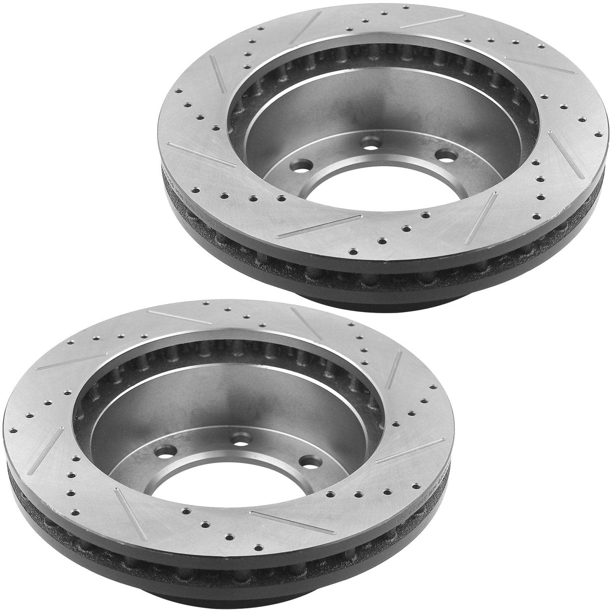 Front Drilled & Slotted Brake Discs Rotors + Ceramic Brake Pads w/Cleaner & Fluid Fit Ford Excursion Ford F-250 F-250 Super Duty 5 Lugs-54078