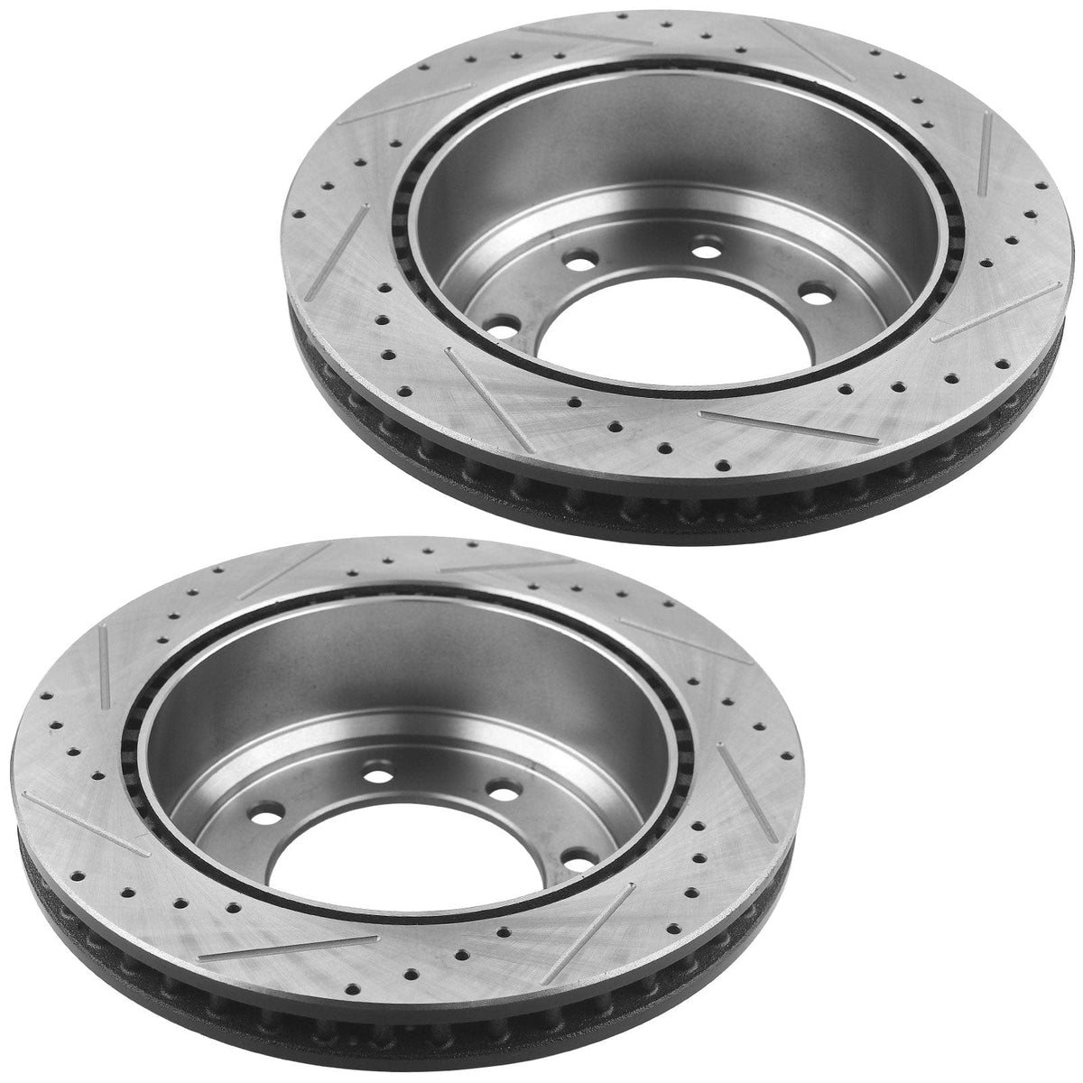 Rear Drilled & Slotted Brake Discs Rotors + Ceramic Brake Pads w/Cleaner & Fluid Fit Ford Excursion Ford F-250 F-250 Super Duty 8 Lugs-54074