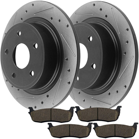 334mm Rear Coating Brake Rotors & Ceramic Pad For 1999-2003 Navigator Blackwood Expedition