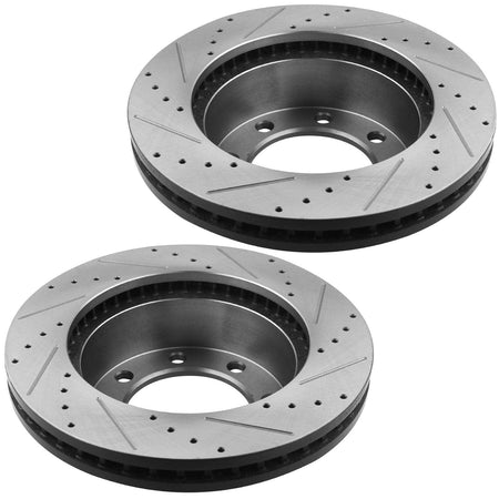 MotorbyMotor 347mm Front Drilled Slotted Brake Kit Rotors w/Ceramic Pads Fits for Ford F-250 F-350 Super Duty (4WD, Single Rear Wheels Models)