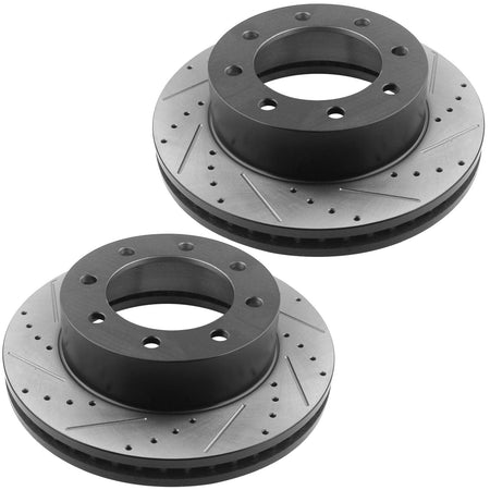 MotorbyMotor 347mm Front Drilled Slotted Brake Kit Rotors w/Ceramic Pads Fits for Ford F-250 F-350 Super Duty (4WD, Single Rear Wheels Models)