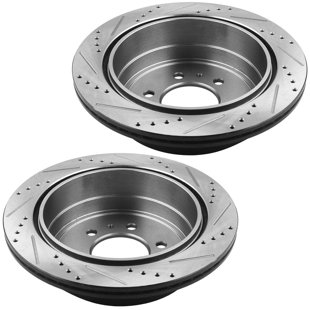 MotorbyMotor Rear Brake Rotors & Brake Pad Kit 348mm Drilled & Slotted Design Fits for Ford F-150 2004-2011, Lincoln Mark LT 2006-2008