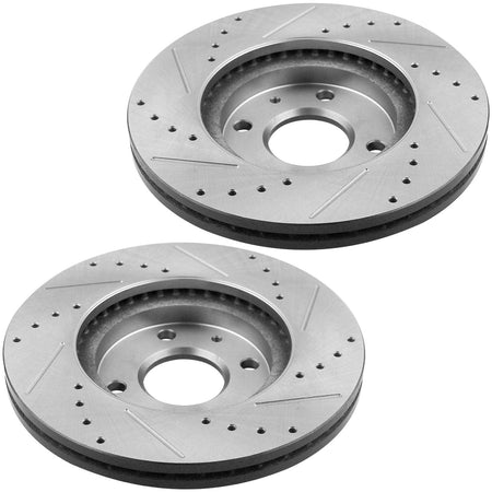 MotorbyMotor Front Brake Rotors 275mm Drilled & Slotted Design Brake Rotor & Brake Pad kit Fits for Ford Focus 2008 2009 2010 2011