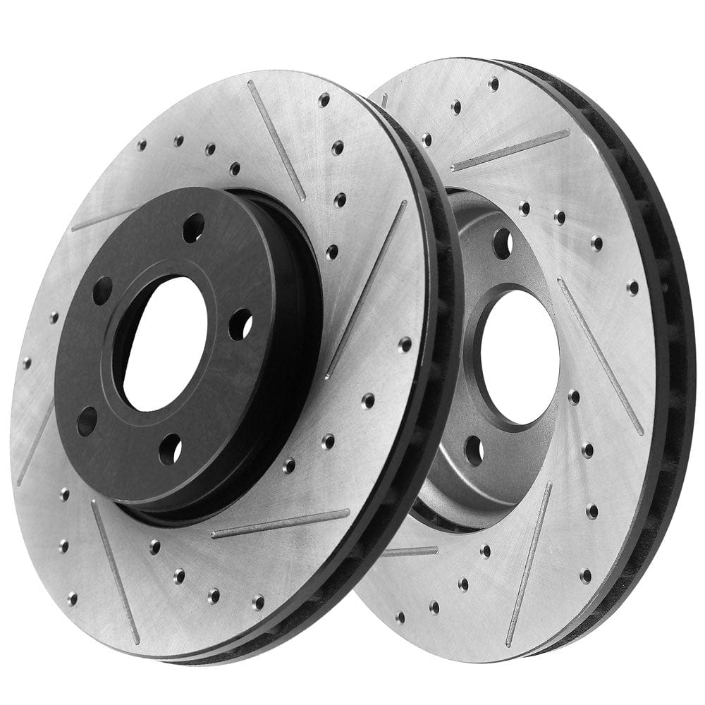 Motorbymotor Front Brake Rotors 278mm Drilled & Slotted Design Brake Rotor & Brake Pad kit Including CLEANER DOT4 FLUID Fits for Ford C-Max Focus,Volvo C30 S40