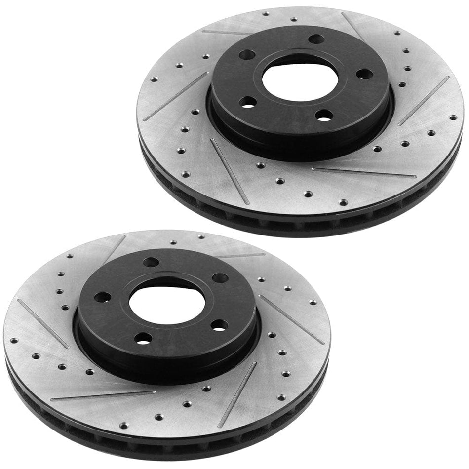 Motorbymotor Front Brake Rotors 278mm Drilled & Slotted Design Brake Rotor & Brake Pad kit Including CLEANER DOT4 FLUID Fits for Ford C-Max Focus,Volvo C30 S40
