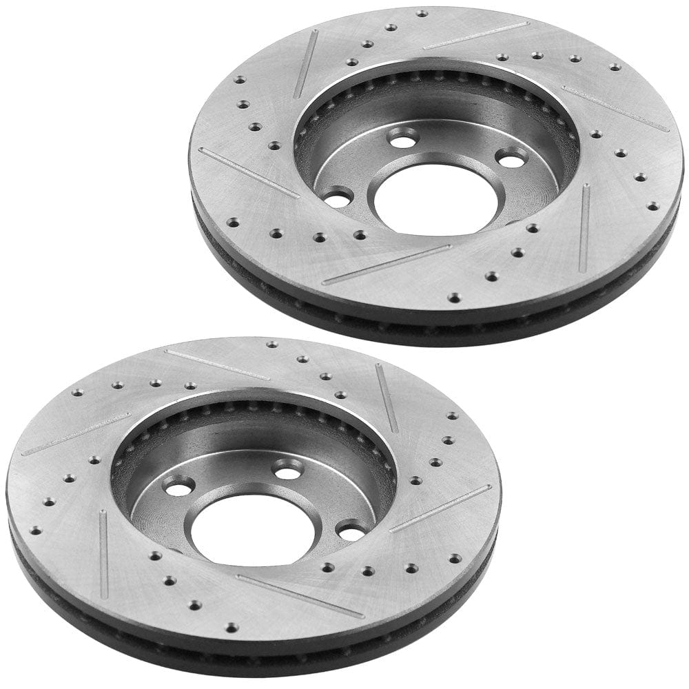 MotorbyMotor Front Brake Rotors & Brake Pad Kit 276mm Drilled & Slotted Design Fits for Ford Mustang 1999-2004