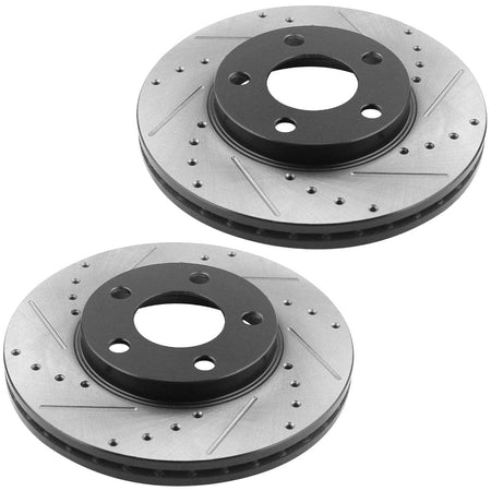 MotorbyMotor Front Brake Rotors & Brake Pad Kit 276mm Drilled & Slotted Design Fits for Ford Mustang 1999-2004