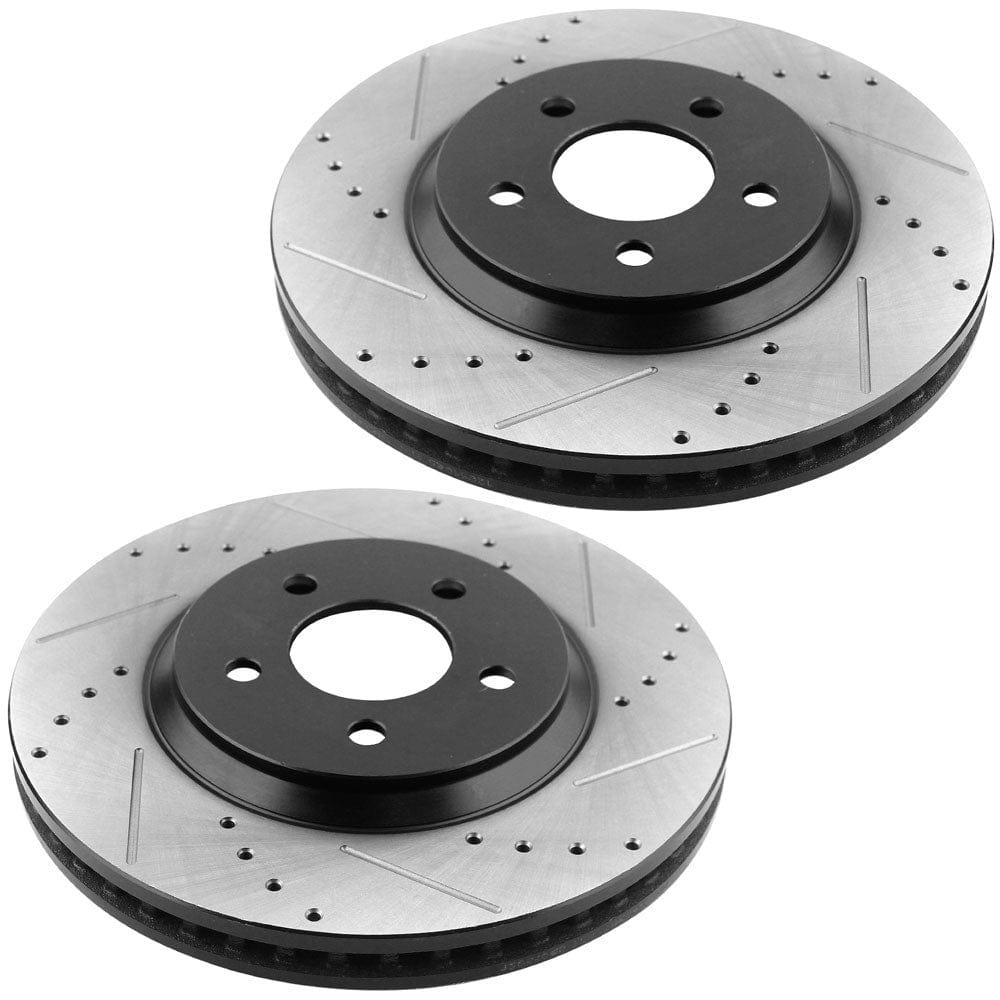 MotorbyMotor Front Brake Rotors & Brake Pad Kit 316mm Drilled & Slotted Design Fits for Ford Mustang (Excluded 2010 Base Model)
