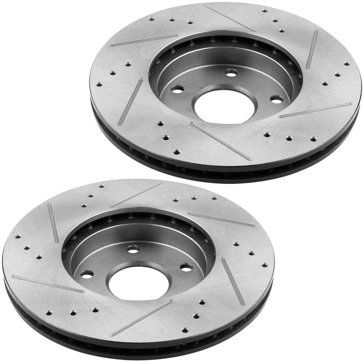 MotorbyMotor Rear Brake Rotors & Brake Pad Kit 300mm Drilled & Slotted Design Fits for Ford Mustang 2005-2014-All Models