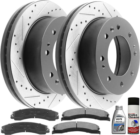 Front Rotors Ceramic Pads For 2012 2013 2014- 2016 Chevy Silverado GMC Sierra HD
