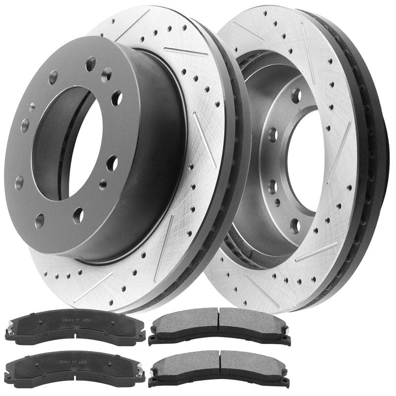 Front Rotors Ceramic Pads For 2012 2013 2014- 2016 Chevy Silverado GMC Sierra HD