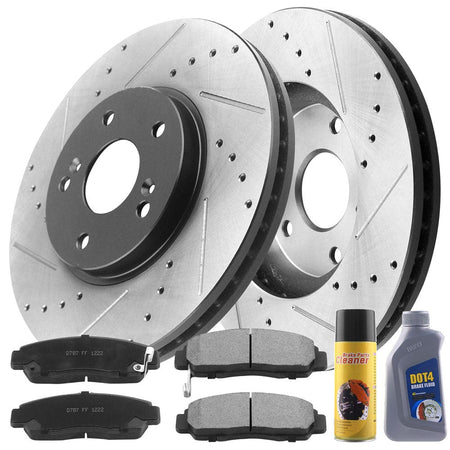 Front Black E-Coat Brake Rotors + Ceramic Brake Pads For 2003-2011 Honda Accord