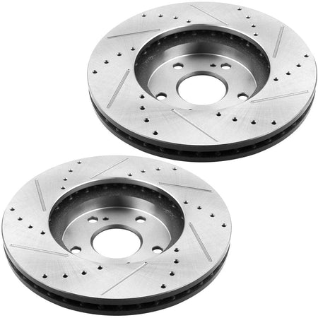 MotorbyMotor Front Brake Rotors & Brake Pad Kit 300mm Drilled & Slotted Design Fits for Acura TSX, Acura TL, Honda Accord