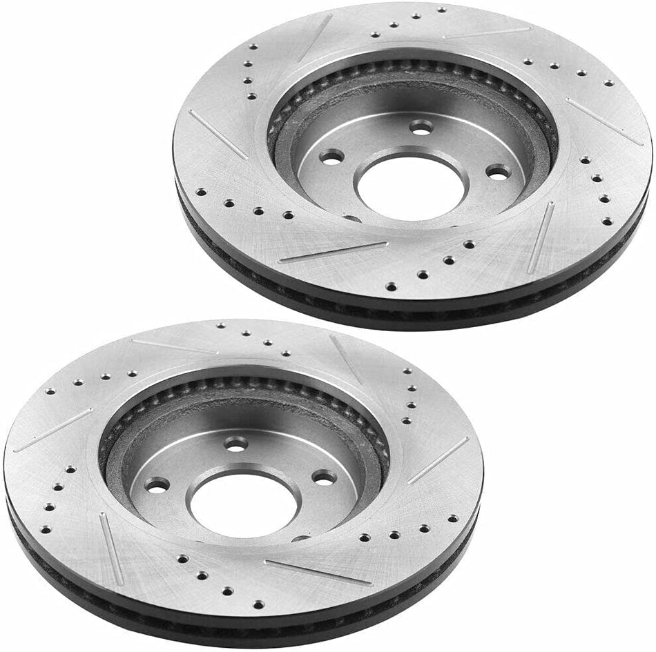 MotorbyMotor Rear Brake Rotors 304.5mm Drilled & Slotted Design Brake Rotor Fits for Acura RDX 10-18 (FWD), Acura RDX 07-09 (All Models), Honda CR-V 05-16 (All Models)
