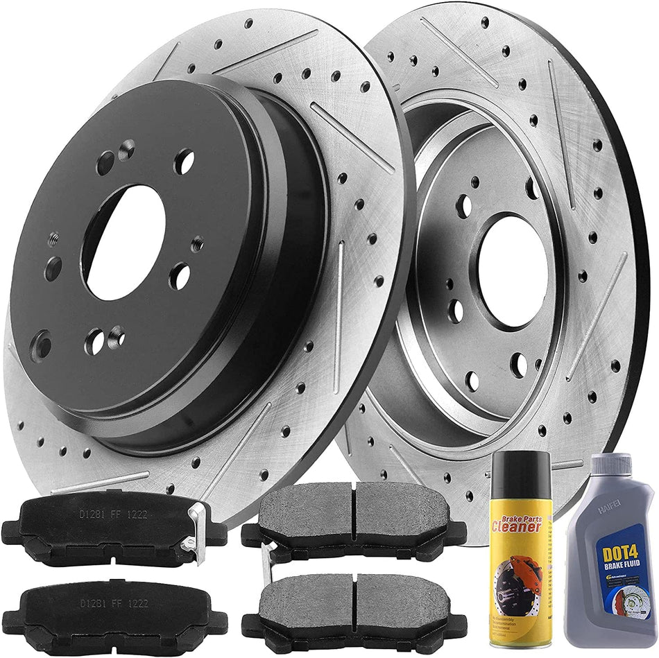 Rear Back E-Coating Brake Rotors & Ceramic Pads For Honda Odyssey Acura MDX ZDX