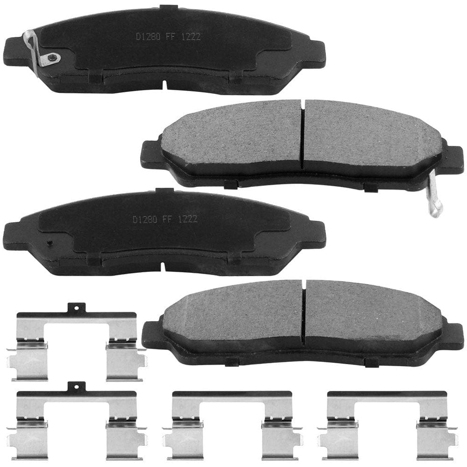 Front Ceramic Brake Pads w/Hardware Kits Fits for Acura MDX RLX ZDX, Honda Pilot-Low Dust Brake Pad-4 Pack