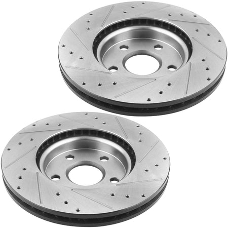 Front Drilled & Slotted Disc Brake Rotors + Ceramic Pads Fits for Acura MDX TL, Honda Odyssey Passport Pilot Ridgeline