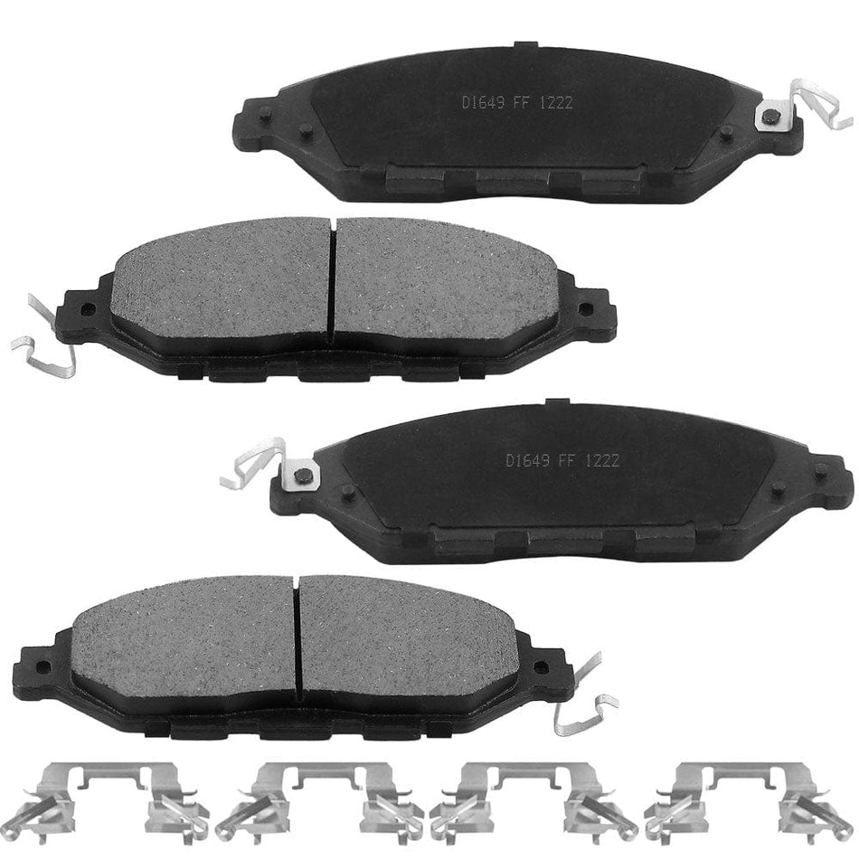 Front Ceramic Brake Pads w/Hardware Kits Fits for Infiniti JX35 2013, Infiniti QX60 2014-2019, Nissan Murano 2015-2020, Nissan Pathfinder 2013-2019-Ceramic Low Dust Brake Pad-4 Pack