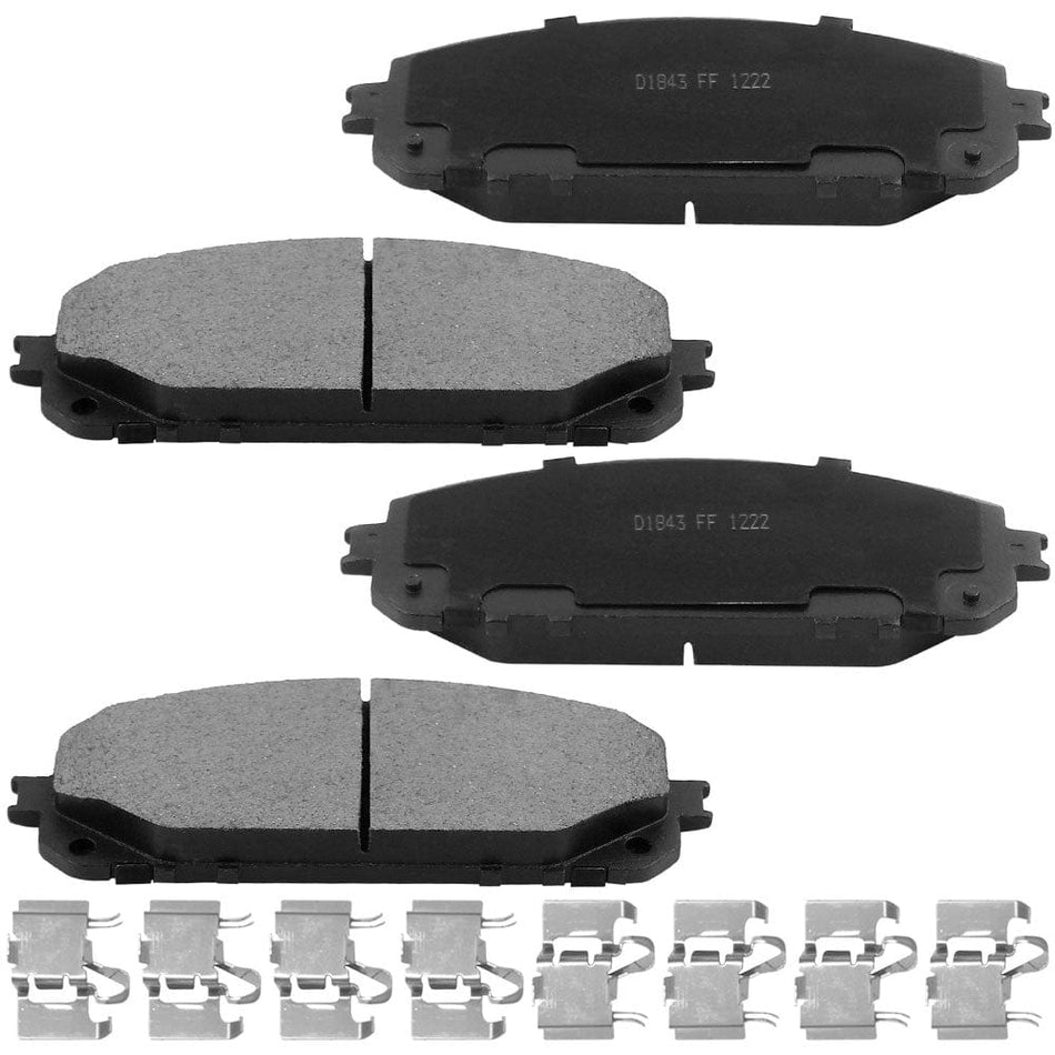 Front Ceramic Brake Pads w/Hardware Kits Fits for Jeep Cherokee 2014-2020, Chrysler 200 2015-2017 Ceramic Low Dust Brake Pad-4 Pack