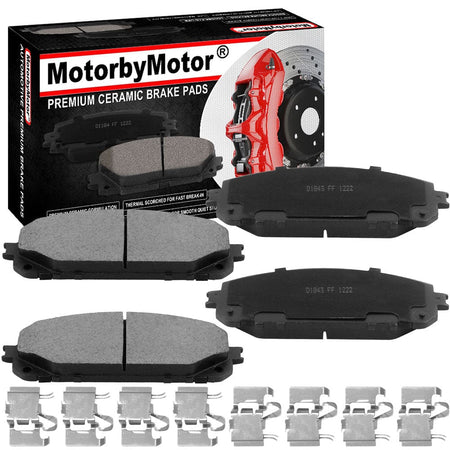 Front Ceramic Brake Pads w/Hardware Kits Fits for Jeep Cherokee 2014-2020, Chrysler 200 2015-2017 Ceramic Low Dust Brake Pad-4 Pack