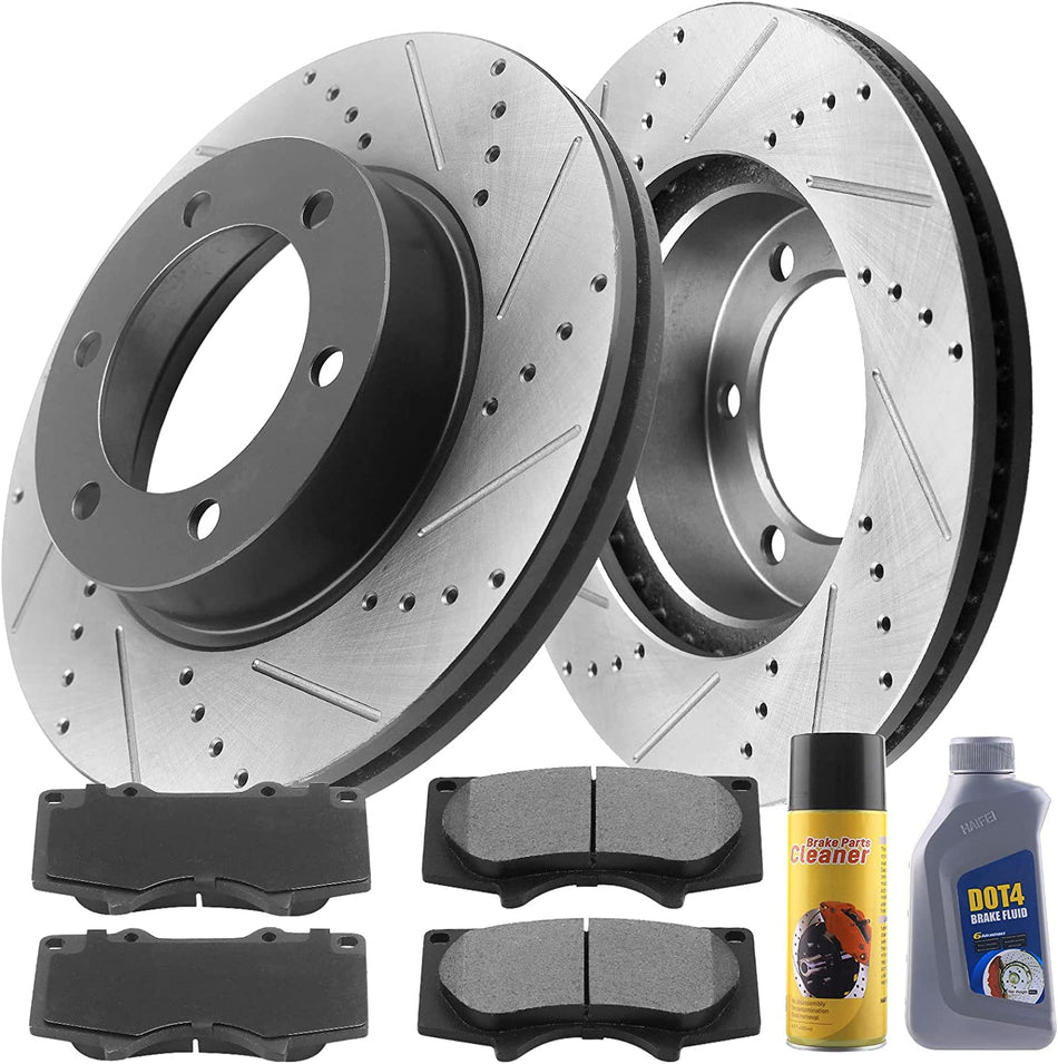 Rear Brake Rotors & Pads Kit Cleaner+Fluid For Jeep Commander Grand Cherokee 53072
