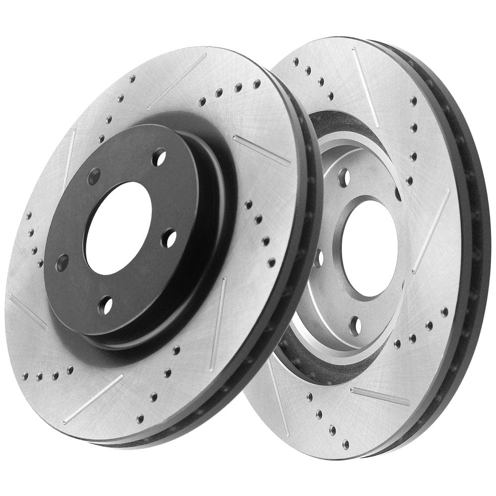 MotorbyMotor Front Brake Rotors & Brake Pad 294mm Drilled & Slotted Fits for Jeep Compass Patriot,Mitsubishi Outlander Sport Lancer, Chrysler 200 Sebring, Dodge Avenger Caliber, Mitsubishi