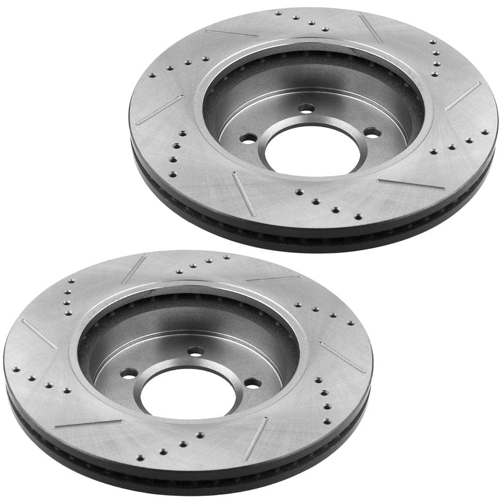 MotorbyMotor Front Brake Rotors & Brake Pad Kit 305mm Drilled & Slotted Design Fits for Ford Explorer 2002-2005, Mercury Mountaineer 2002-2005 (4.0L, 4.6L)