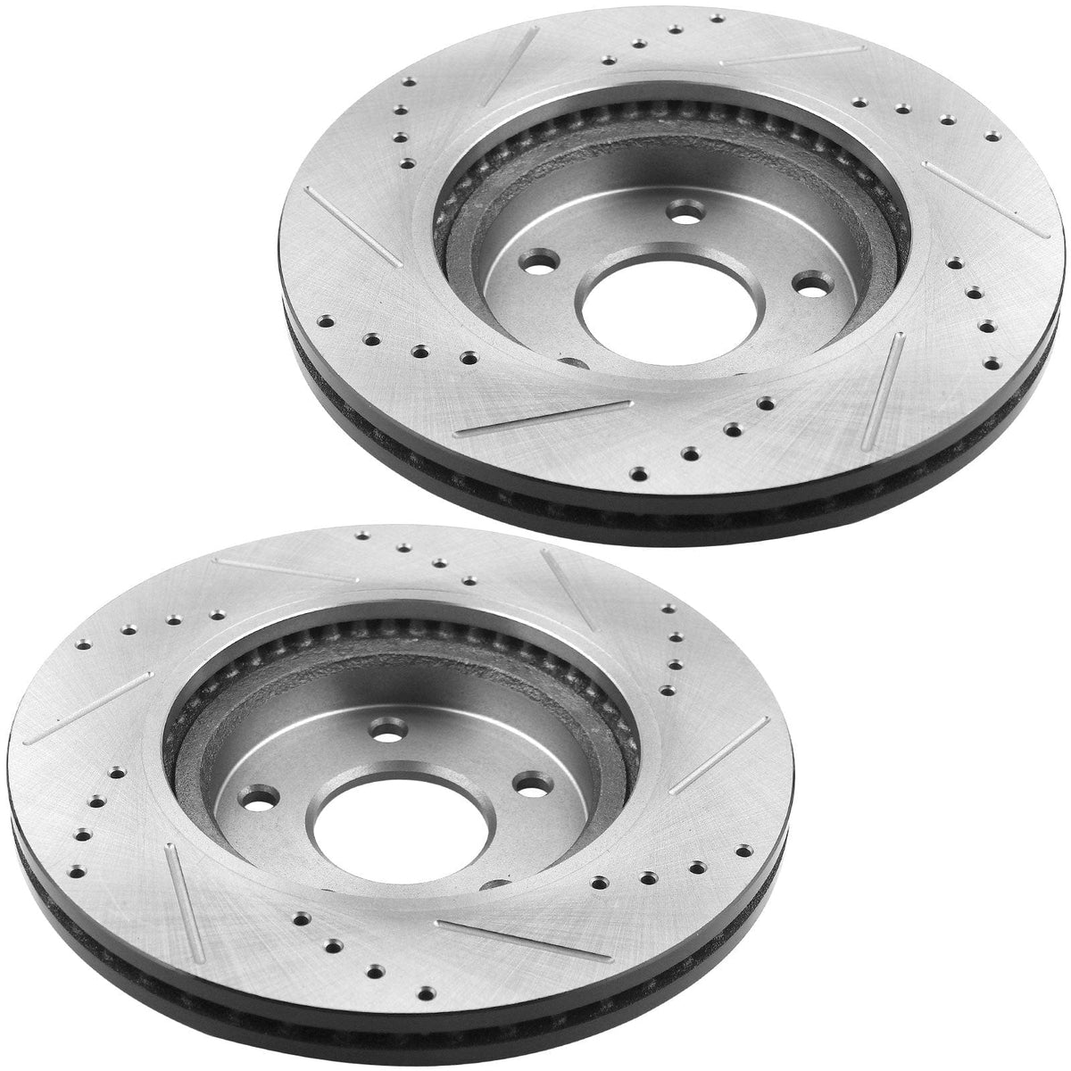 Front Drilled and Slotted Disc Brake Rotors w/Ceramic Brake Pads+ Cleaner & Fluid for  Dodge Nitro, Jeep Liberty (302mm 11.8'' Front Rotors)-53042