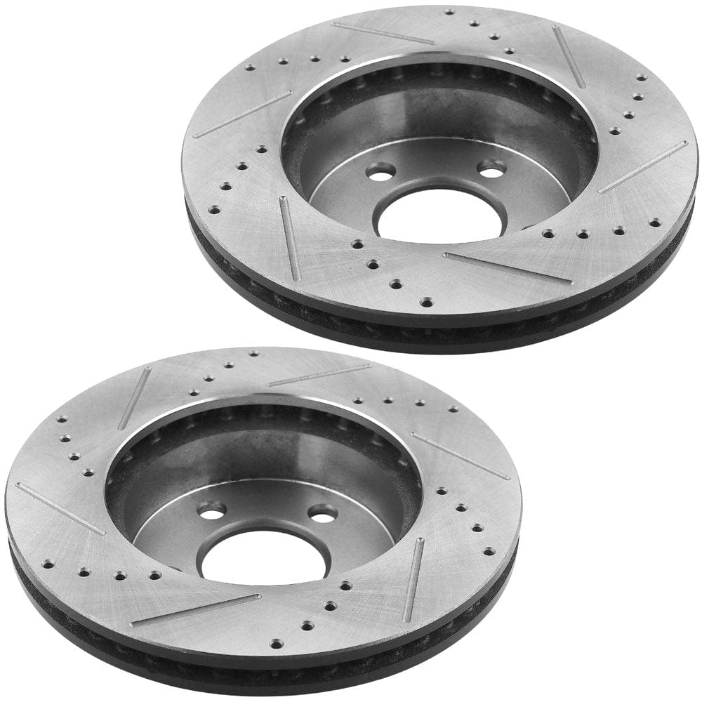 MotorbyMotor Front Brake Rotors & Brake Pad 288mm Drilled & Slotted Including CLEANER DOT4 FLUID Fits for Jeep Liberty 2002-2007