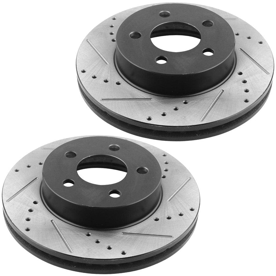 MotorbyMotor Front Brake Rotors & Brake Pad 288mm Drilled & Slotted Including CLEANER DOT4 FLUID Fits for Jeep Liberty 2002-2007