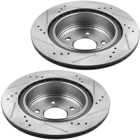 MotorbyMotor-Front Drilled & Slotted Brake Rotors w/Ceramic Brake Pads w/Cleaner & Fluid Fits for Jeep Cherokee XJ, Jeep Comanche, Jeep Wagoneer, Jeep Grand Cherokee