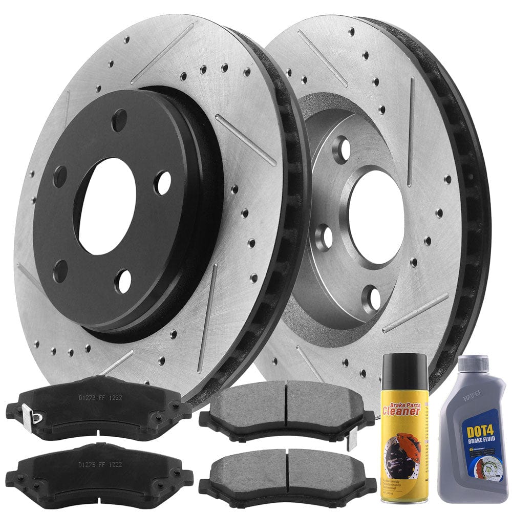Motorbymotor Front Brake Rotors 302mm Drilled & Slotted Design Brake Rotor & Brake Pad kit Including CLEANER DOT4 FLUID Fits for Jeep Wrangler,Jeep Wrangler JK