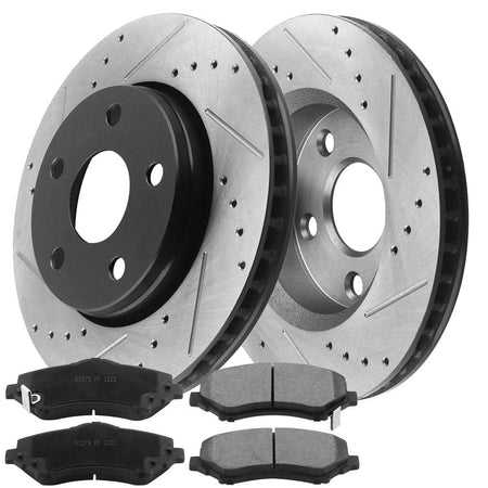 MotorbyMotor Front Brake Rotors 302mm Drilled & Slotted Design Brake Rotor & Brake Pad kit Fits for Jeep Wrangler 2007-2018 (Except Big Brake Kit), Jeep Wrangler JK 2018