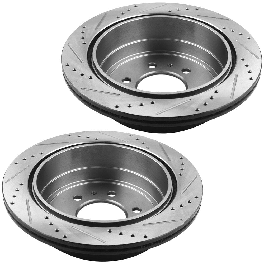 Rear Drilled Rotors + Brake Pads For 2004-2011 Ford F150 2006-08 Lincoln Mark LT