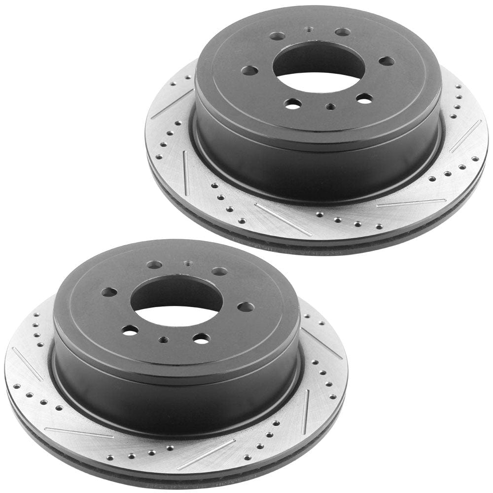 Rear Drilled Rotors + Brake Pads For 2004-2011 Ford F150 2006-08 Lincoln Mark LT